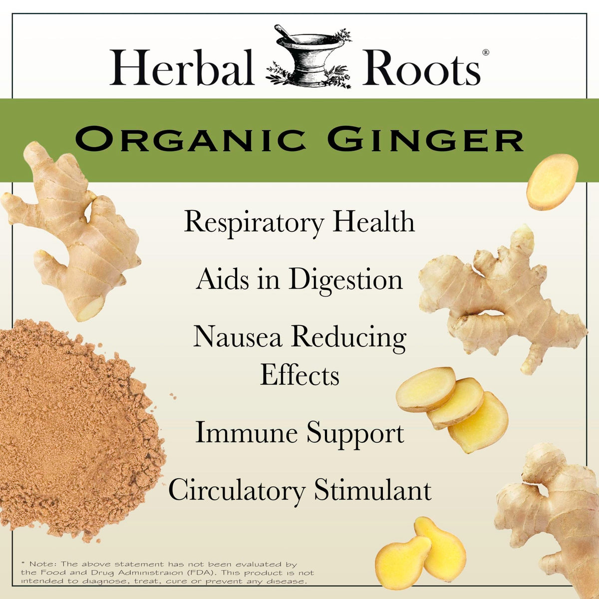 Herbal Roots Ginger Supplement | Organic Ginger Root Capsules | 1,200 mg of Pure Ginger Powder per Serving | 60 Vegan Capsules - FENGGESTORE20