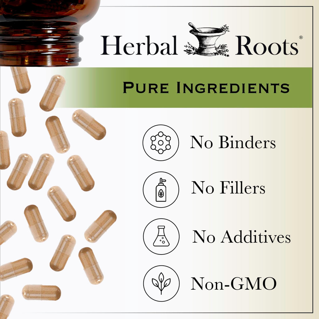 Herbal Roots Ginger Supplement | Organic Ginger Root Capsules | 1,200 mg of Pure Ginger Powder per Serving | 60 Vegan Capsules - FENGGESTORE20