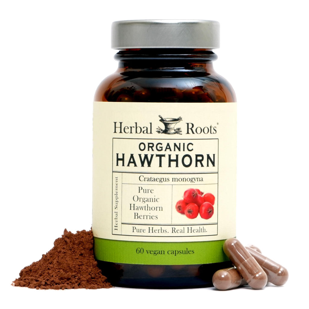 Herbal Roots Organic Hawthorn Berry Capsules | Extra Strength 1,200mg per Serving | 60 Vegan Capsules - FENGGESTORE20