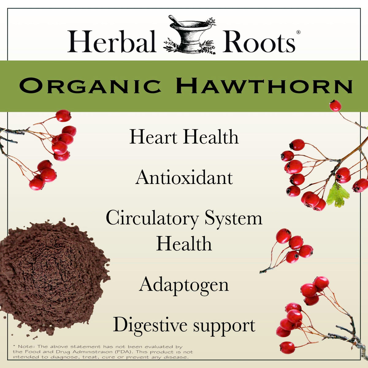 Herbal Roots Organic Hawthorn Berry Capsules | Extra Strength 1,200mg per Serving | 60 Vegan Capsules - FENGGESTORE20