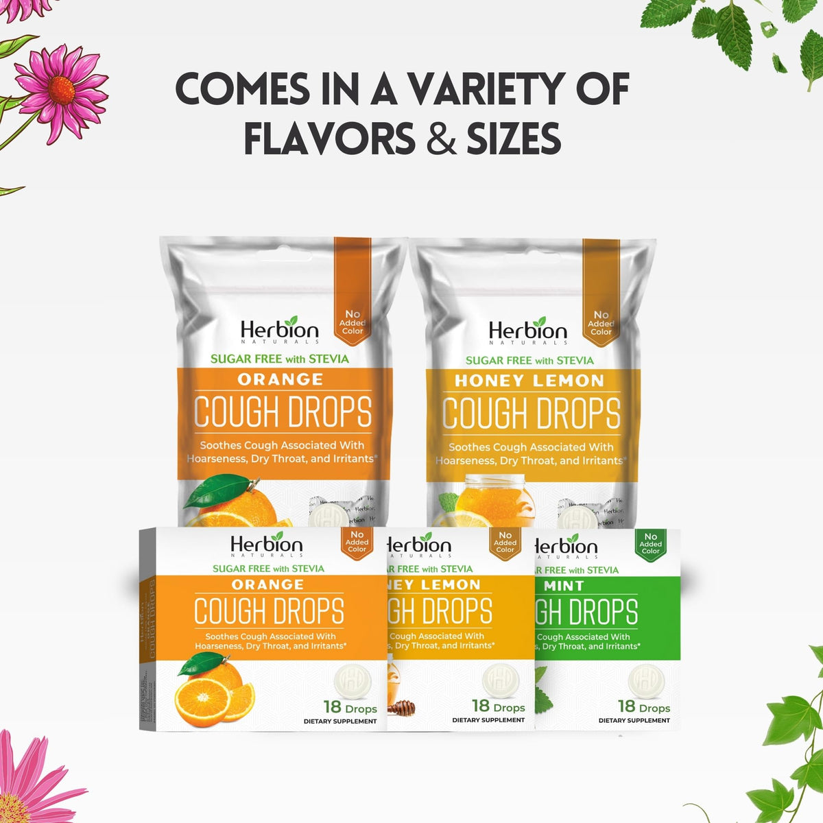 HERBION Naturals Cough Drops, Sugar Free with Stevia, Dietary Supplement, Soothes Cough, for Adults & Children Over 6 Years, 18 Count, Mint, Pack of 1 - FENGGESTORE20