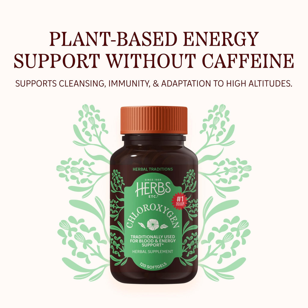Herbs Etc. ChlorOxygen Chlorophyll Concentrate Softgels - High-Potency Chlorophyll for Detoxification Support - Deodorizing - Skin, Gut - FENGGESTORE20