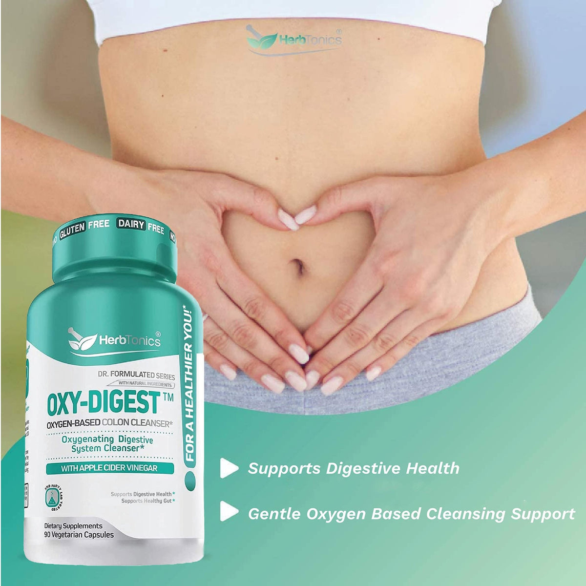 Herbtonics Oxygen Based Colon Cleanse and Detox Digestive System Formula | with Apple Cider Vinegar | Colon Cleanser Pills for Adults - FENGGESTORE20