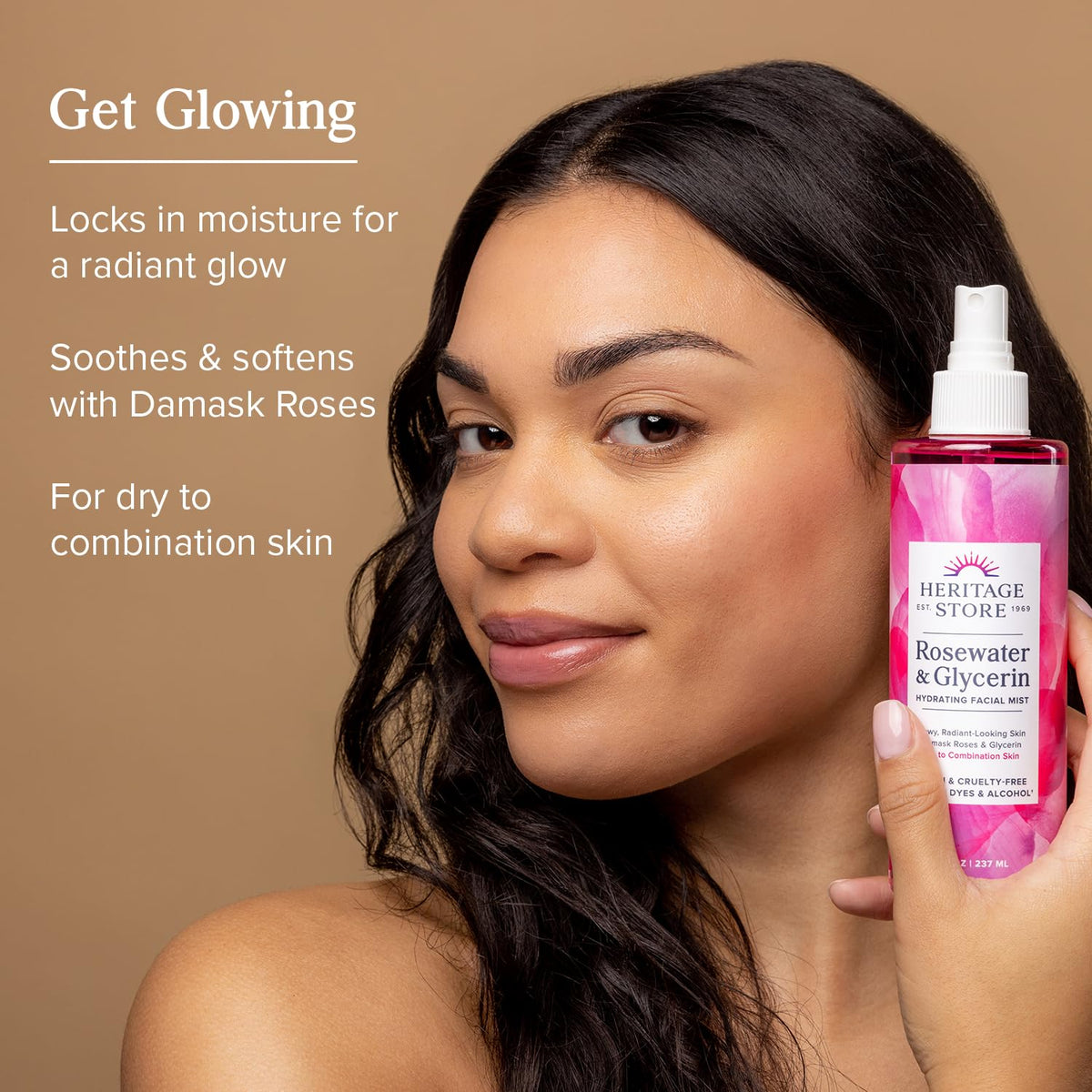 HERITAGE STORE Rosewater & Glycerin Hydrating Facial Mist - Dry Combination Skin Care - FENGGESTORE20