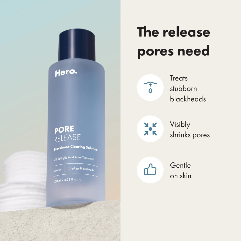 Hero Cosmetics Pore Release Blackhead Clearing Solution, Exfoliating 2% Salicylic Acid Toner Featuring AHA, BHA, and PHA - FENGGESTORE20