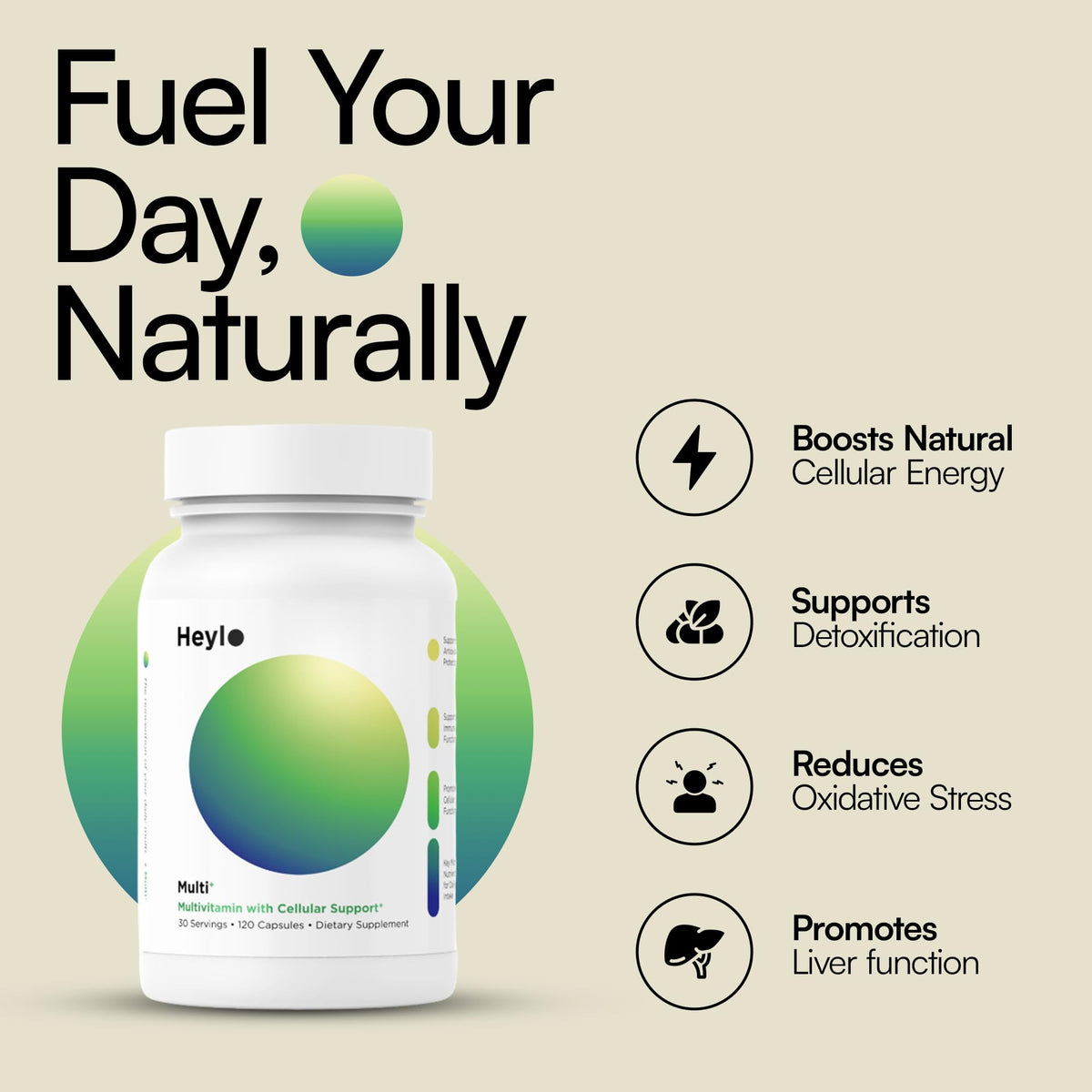 Heylo Multi+ Advanced Multivitamin Supplement – Boosts Energy, Enhances Immune Support, Provides Antioxidant Protection, Promotes Detoxification - FENGGESTORE20