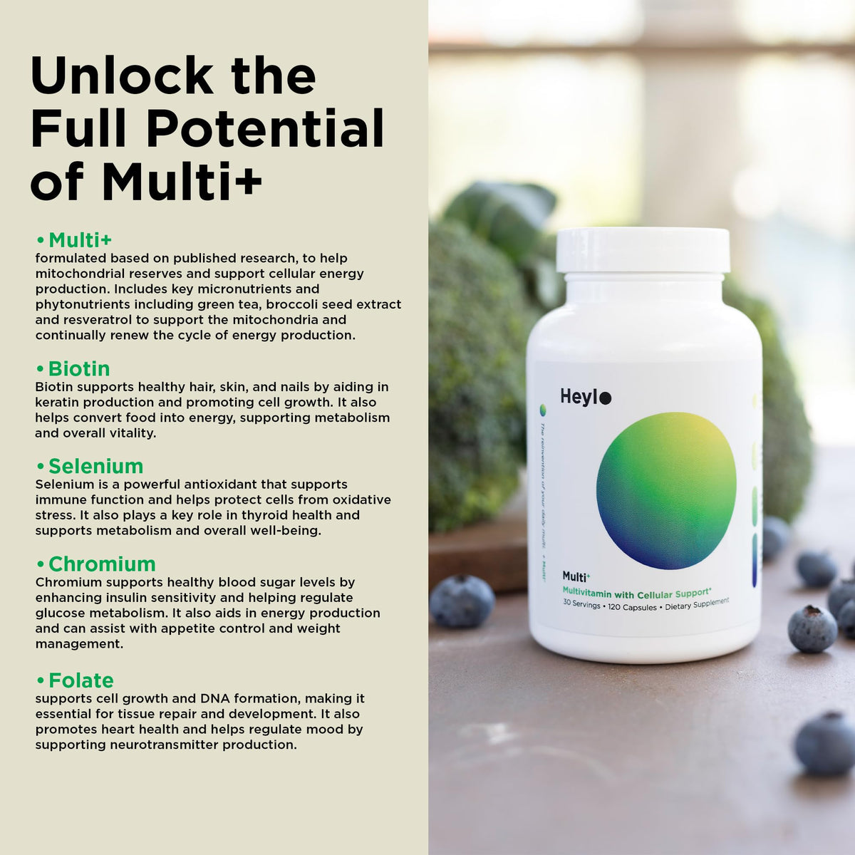 Heylo Multi+ Advanced Multivitamin Supplement – Boosts Energy, Enhances Immune Support, Provides Antioxidant Protection, Promotes Detoxification - FENGGESTORE20