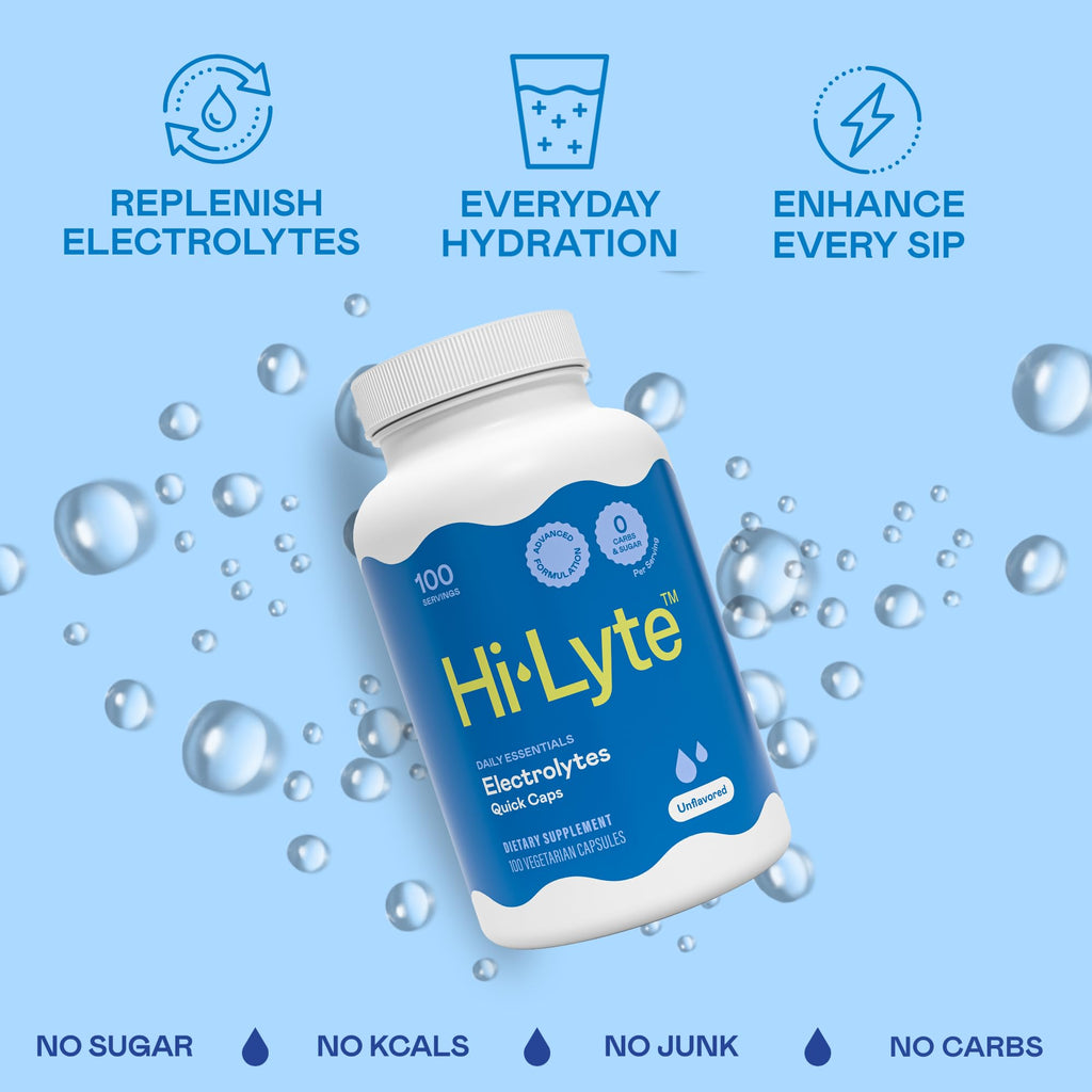 Hi-Lyte Unflavored Electrolyte Capsules - Hydration Support Supplement Tablets - Sodium, Potassium, Magnesium - 100 Servings - FENGGESTORE20