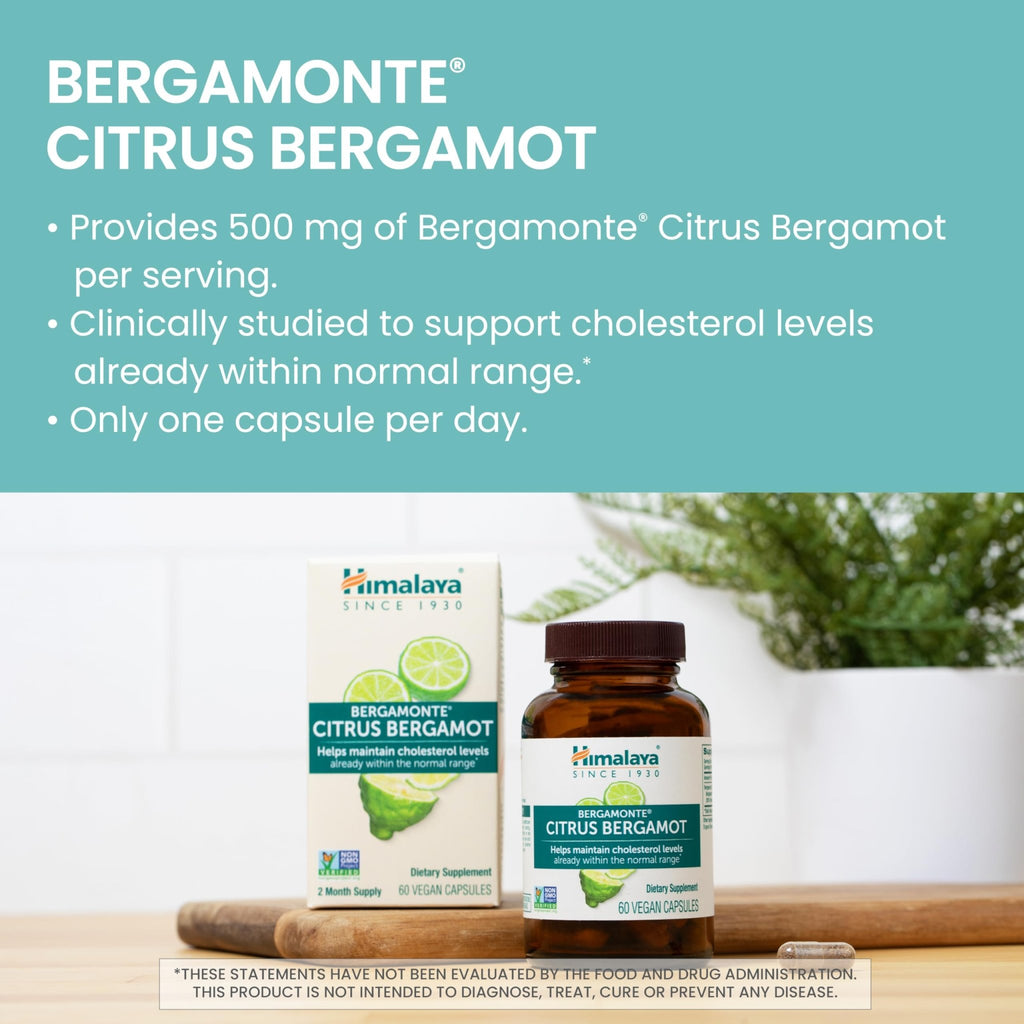 Himalaya Citrus Bergamot, Herbal Supplement for Daily Wellness, Vegan, Gluten Free, 500 mg Bergamonte® Extract, 60 Capsules - FENGGESTORE20