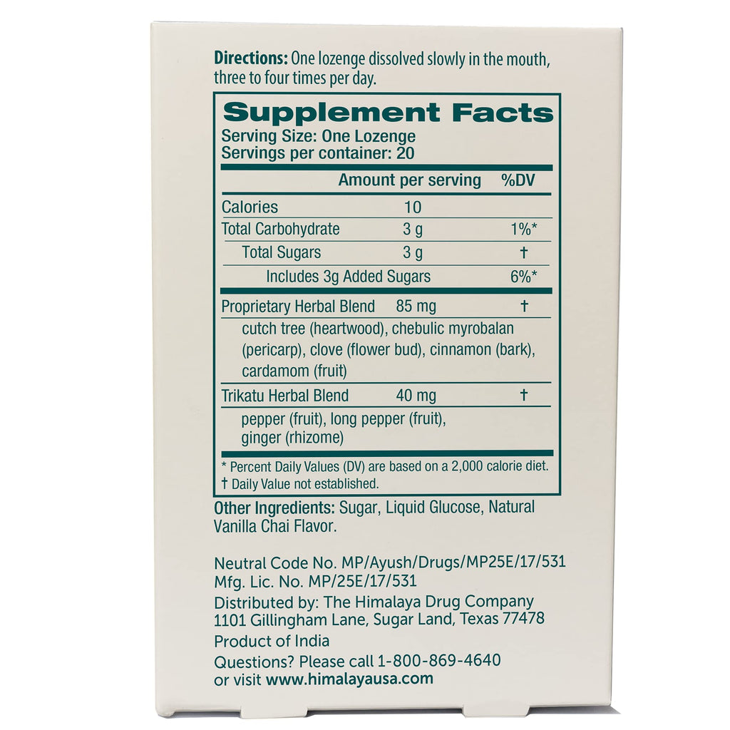 Himalaya Koflet Lozenges, Vanilla Chai Flavor, Natural Herbal Cough Drop for Warming Relief and Soothing Comfort, 130 mg, 20 Lozenge - FENGGESTORE20