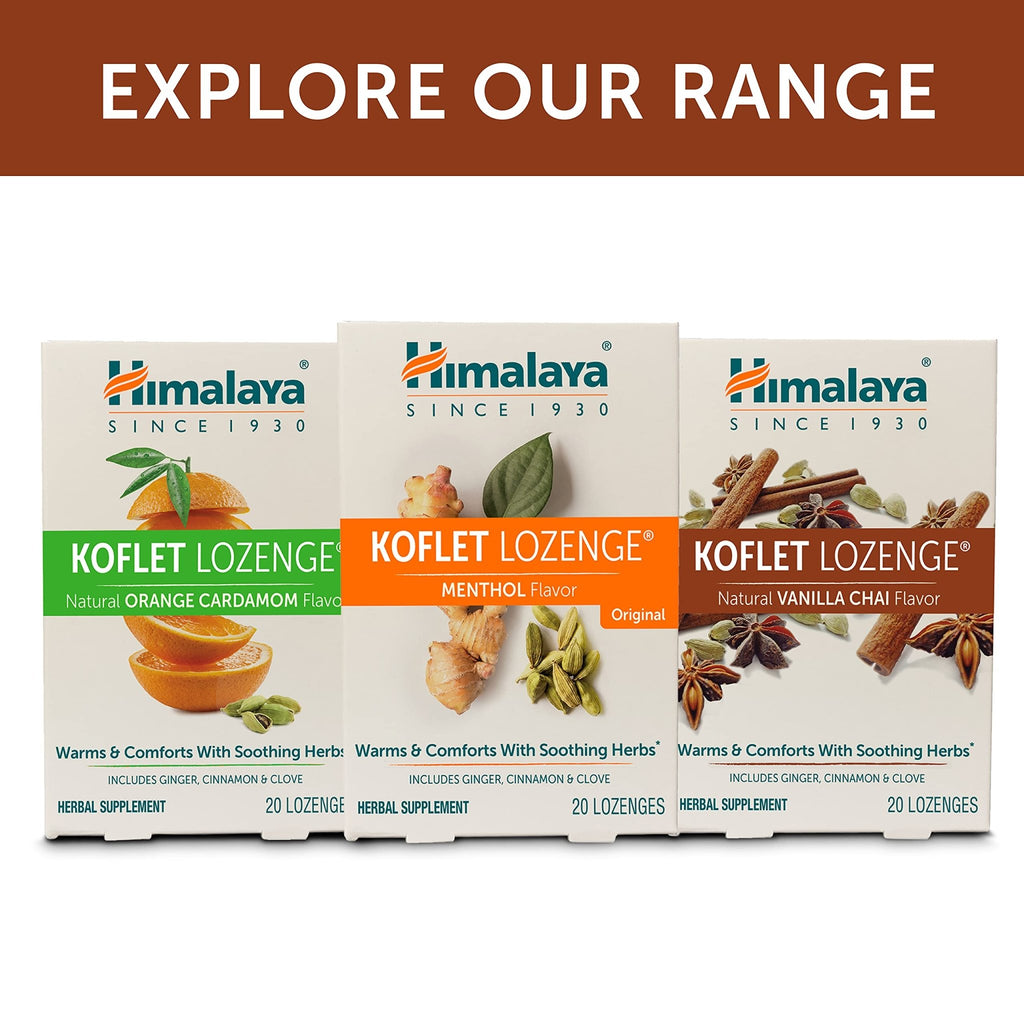 Himalaya Koflet Lozenges, Vanilla Chai Flavor, Natural Herbal Cough Drop for Warming Relief and Soothing Comfort, 130 mg, 20 Lozenge - FENGGESTORE20