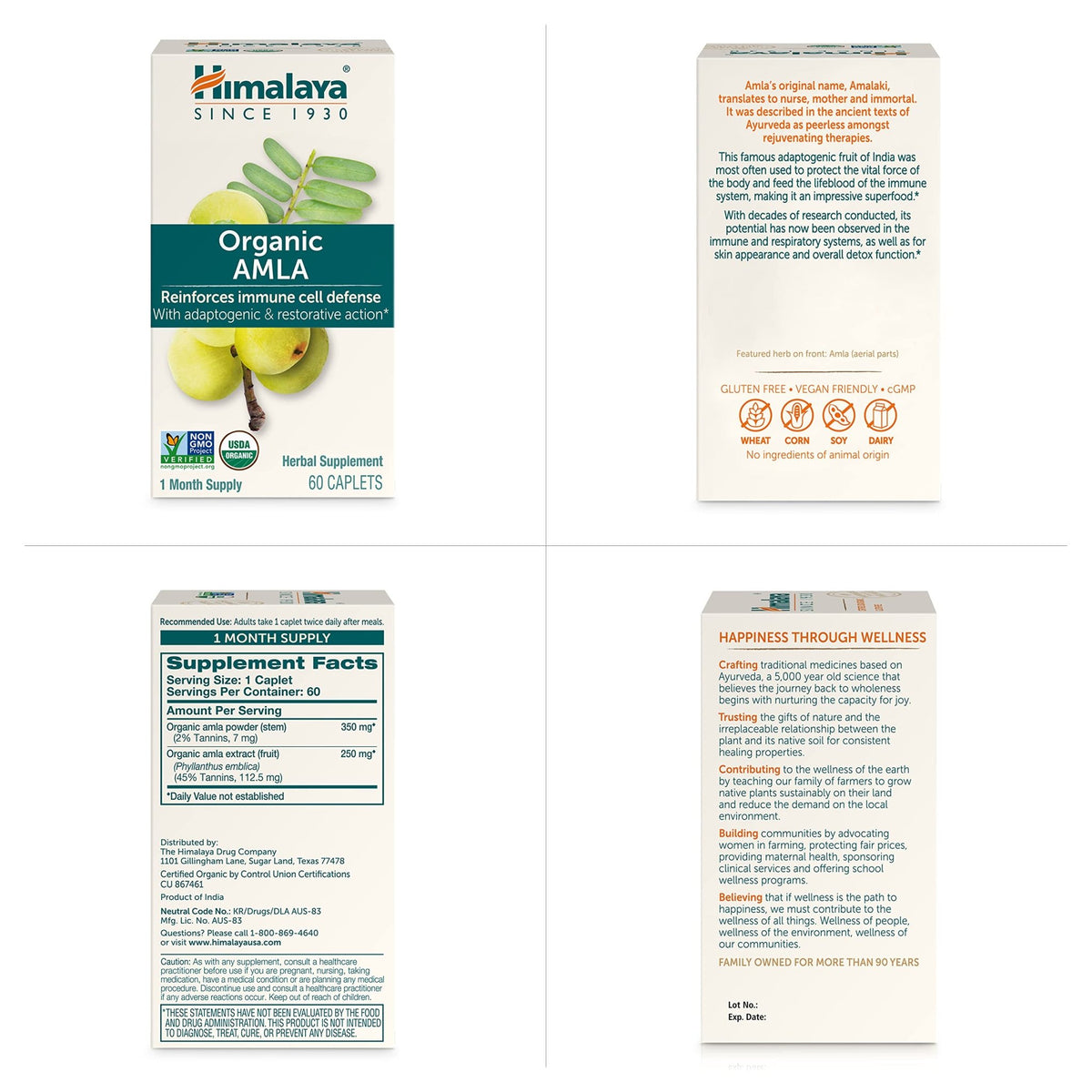 Himalaya Organic Amla - Herbal Immune Support Supplement with Adaptogen and Antioxidant - USDA Organic, Vegan, Non-GMO, Gluten Free, 600 mg, 60 Caplets - FENGGESTORE20