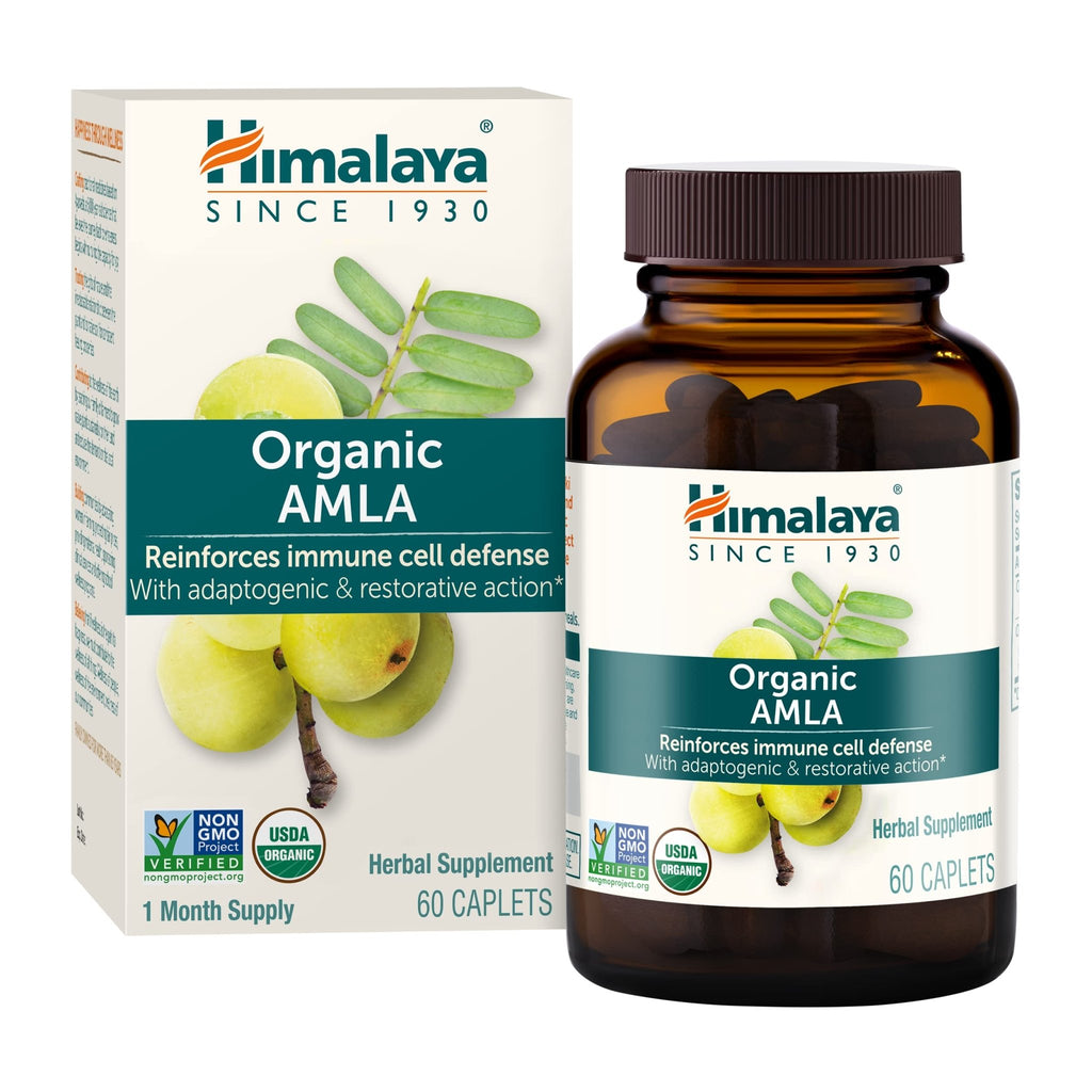 Himalaya Organic Amla - Herbal Immune Support Supplement with Adaptogen and Antioxidant - USDA Organic, Vegan, Non-GMO, Gluten Free, 600 mg, 60 Caplets - FENGGESTORE20