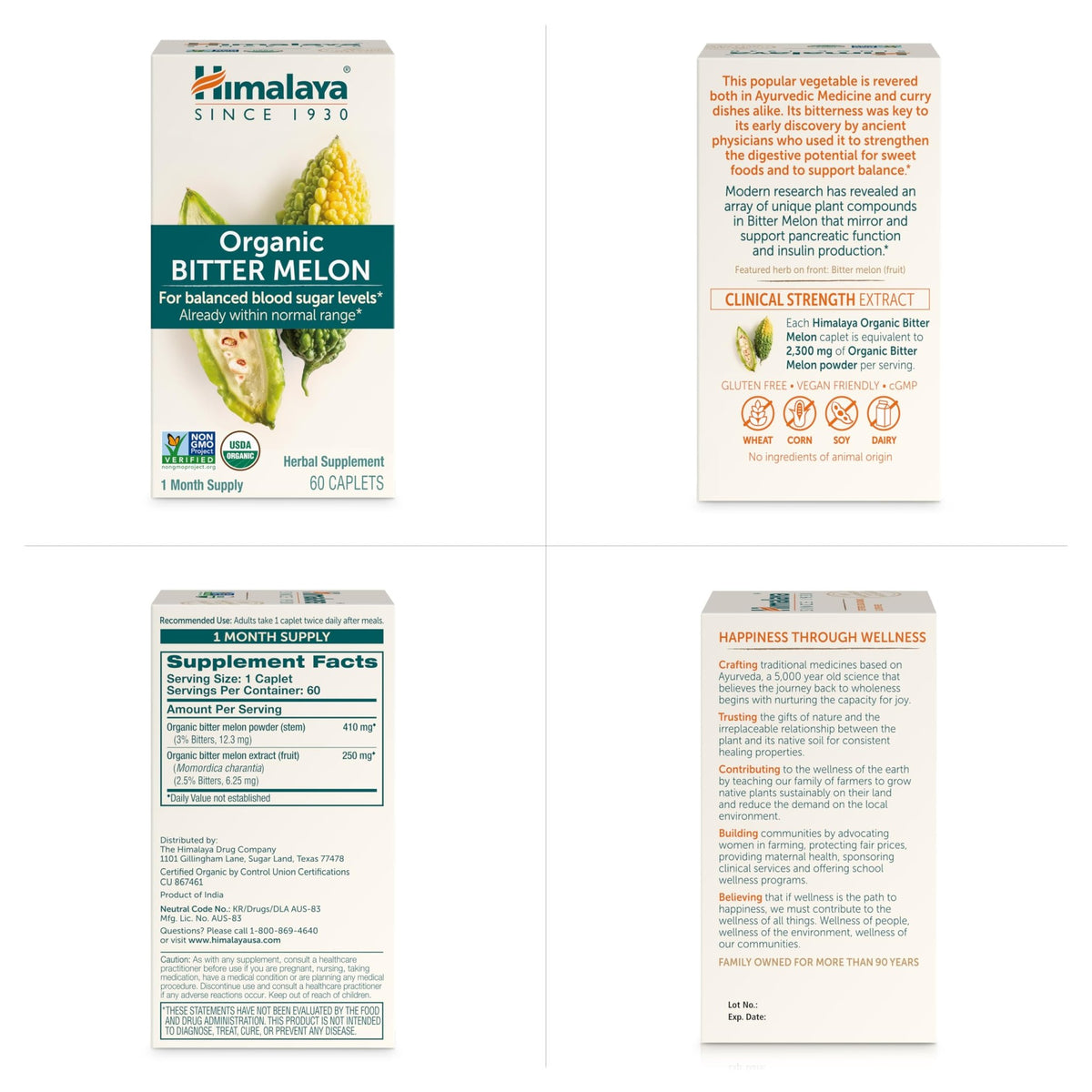Himalaya Organic Bitter Melon - Herbal Glucose Metabolism Support - USDA Organic, Non-GMO, Vegan, Gluten Free - FENGGESTORE20