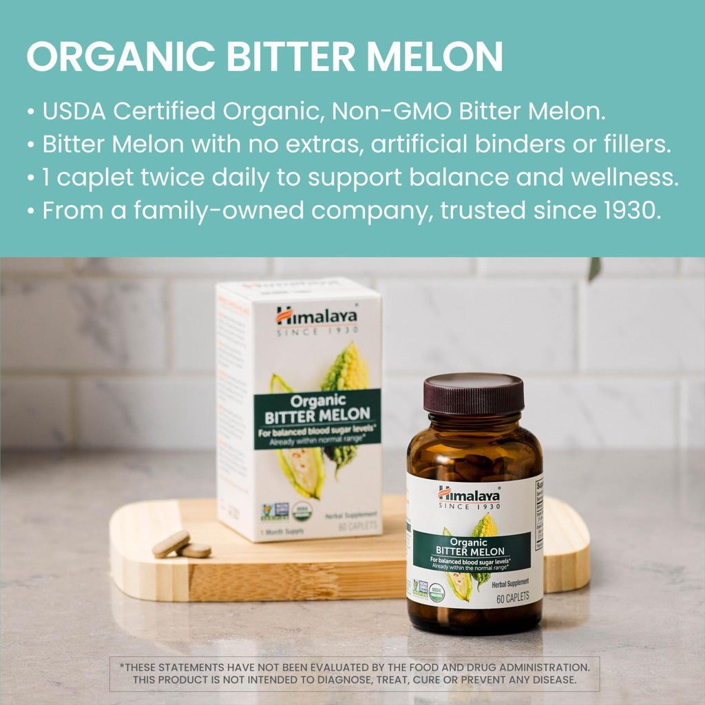 Himalaya Organic Bitter Melon - Herbal Glucose Metabolism Support - USDA Organic, Non-GMO, Vegan, Gluten Free - FENGGESTORE20