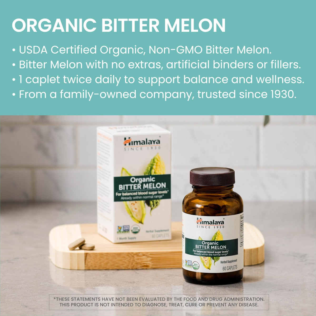 Himalaya Organic Bitter Melon - Herbal Glucose Metabolism Support - USDA Organic, Non-GMO, Vegan, Gluten Free - FENGGESTORE20