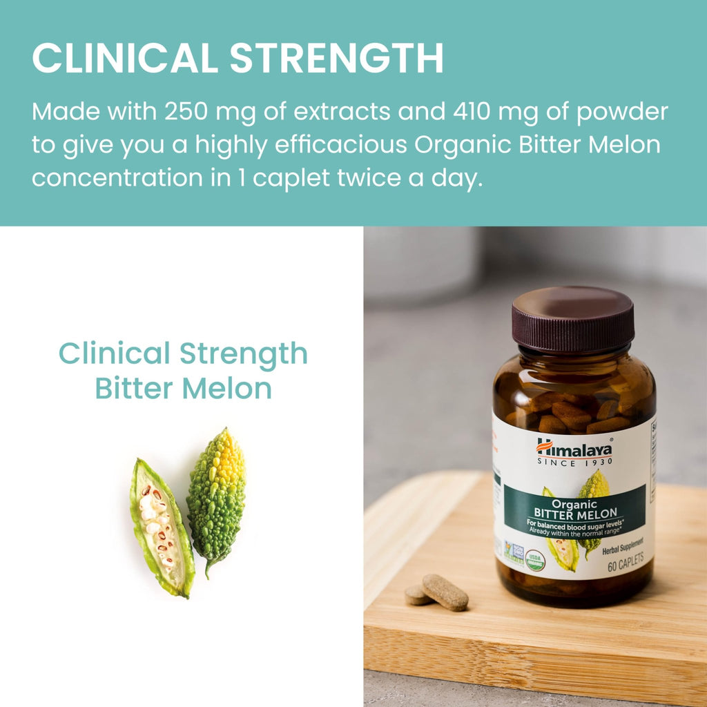 Himalaya Organic Bitter Melon - Herbal Glucose Metabolism Support - USDA Organic, Non-GMO, Vegan, Gluten Free - FENGGESTORE20