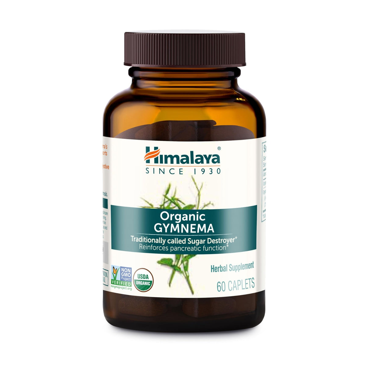 Himalaya Organic Gymnema Sylvestre – Herbal Glucose Metabolism Support - USDA Organic, Non-GMO, Vegan, Gluten Free, Additive Free, 700 mg, 60 Caplets - FENGGESTORE20