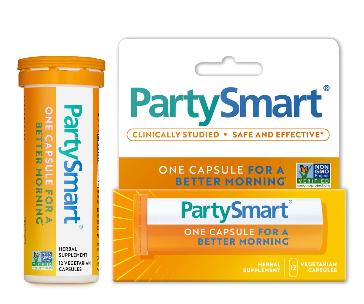 Himalaya PartySmart, 12 Capsule Tube - Alcohol Breakdown Liver Support for a Better Morning After Drinking - Plant Based, Vegan, Non-GMO - FENGGESTORE20