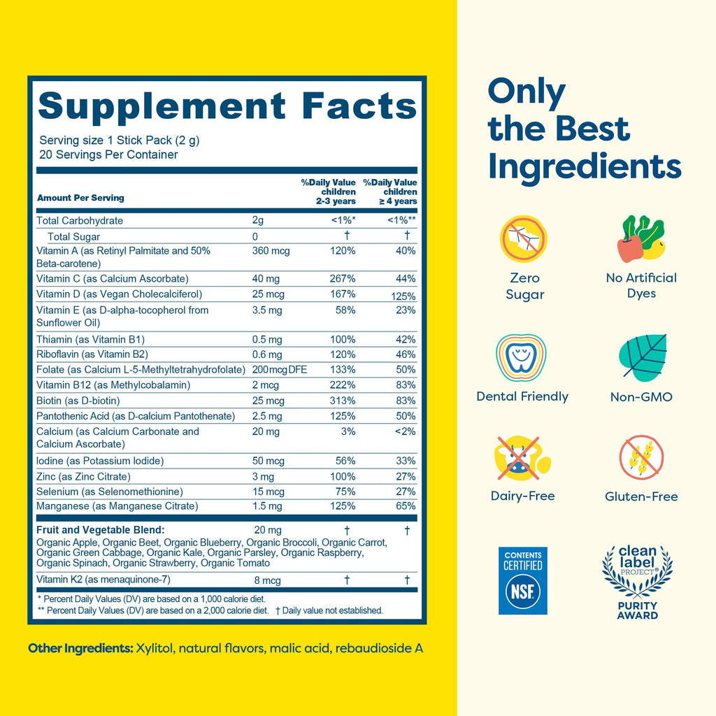 Hiya Kids Multivitamin – 15+ Essential Vitamins & Minerals with Fruits & Veggies for Ages 2+, Supports Growth, Development & Immune - FENGGESTORE20