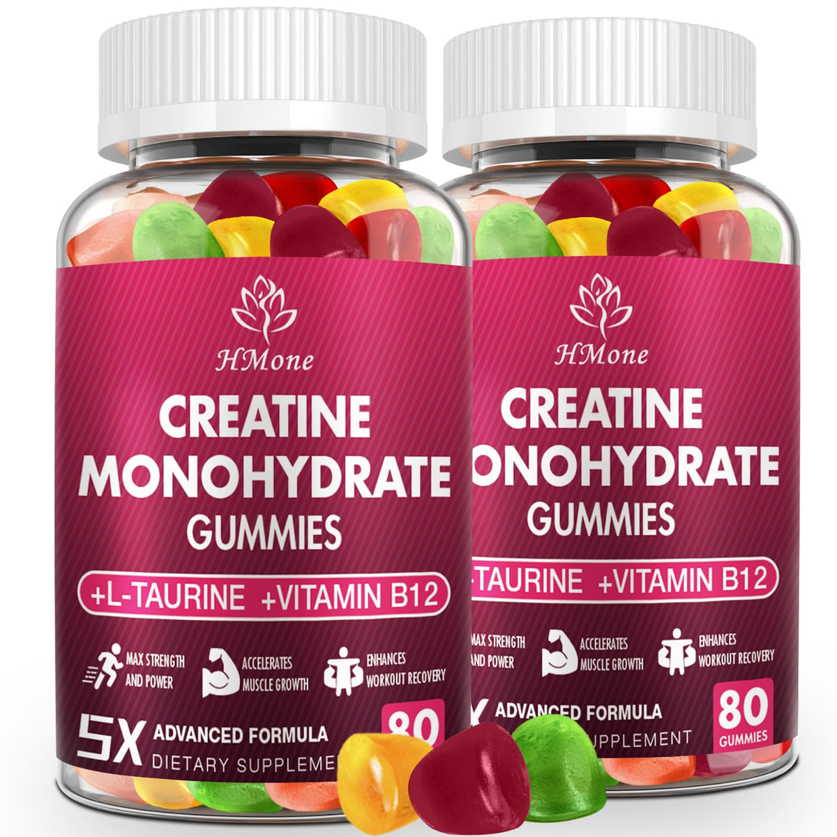 HMone Creatine Monohydrate Gummies - 5g for Men & Women, 160 Count and Creatine Chewable Supplements for Muscle Gain, Muscle Strength, Energy Boost - FENGGESTORE20