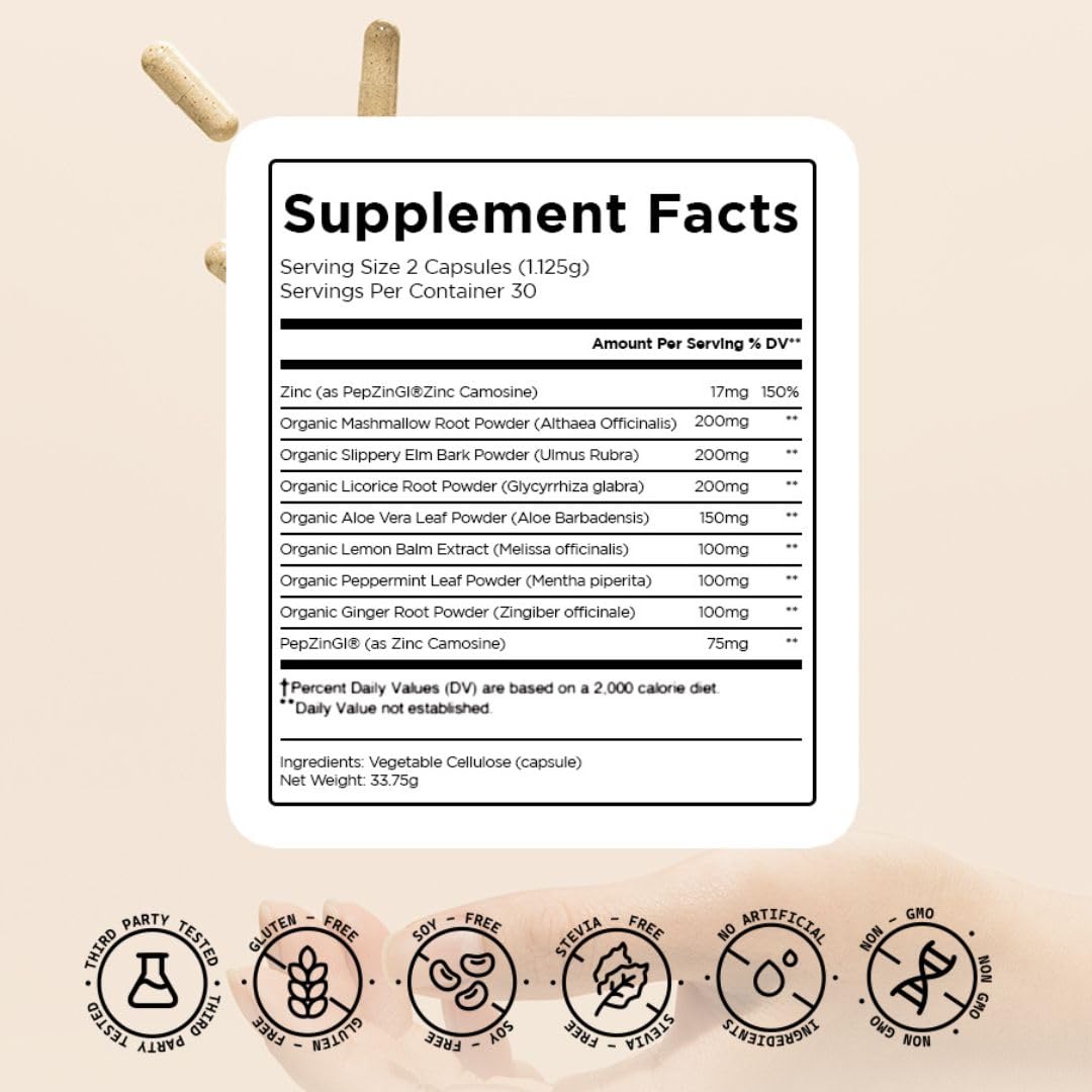 HOLISS Daily Gut Health Capsules – 8-in-1 All Natural Supplement, Lemon Balm, Bloat & Gas Relief, GI Lining Repair, Leaky Gut & Digestive Support – 60 Capsules - FENGGESTORE20