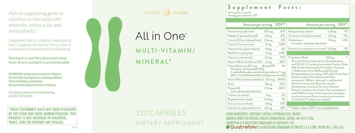 Holistic Health All in ONE Multi Vitamin and Mineral for Antioxidant Boost, Multi Minerals Supplement for Supporting Methylation - FENGGESTORE20