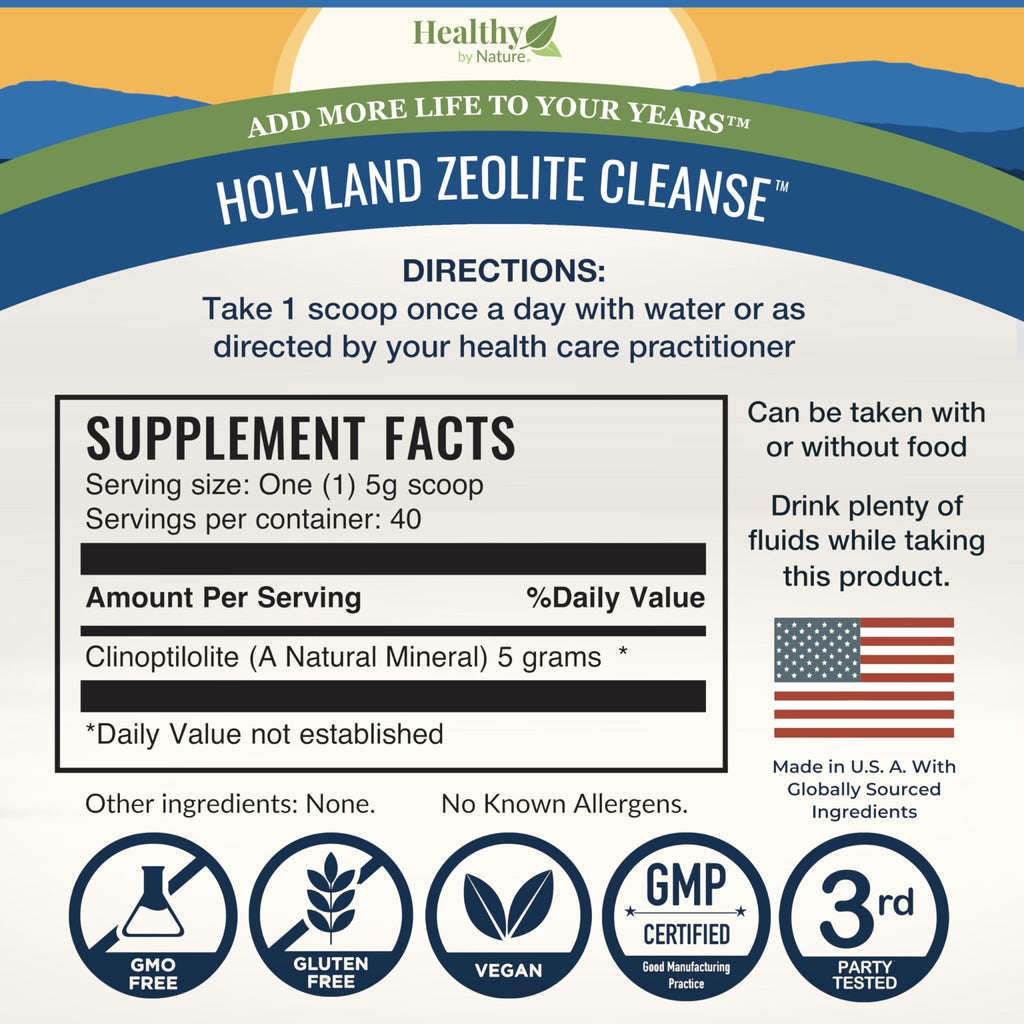HolyLand Zeolite Cleanse - Zeolite Detox Powder (7.05oz 200 Gram) - Clinoptilolite Natural Activated - Micronized 0-25 - Full Body Detox for Women, Men - FENGGESTORE20