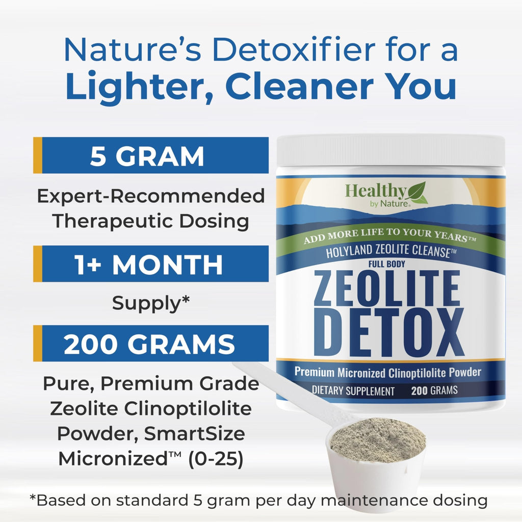 HolyLand Zeolite Cleanse - Zeolite Detox Powder (7.05oz 200 Gram) - Clinoptilolite Natural Activated - Micronized 0-25 - Full Body Detox for Women, Men - FENGGESTORE20