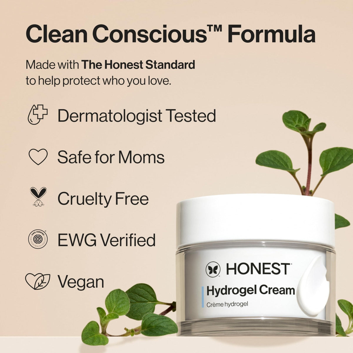 Honest Beauty Hydrogel Cream with Hyaluronic Acid, Lightweight Moisturizing Water, Gentle for Sensitive Skin - FENGGESTORE20