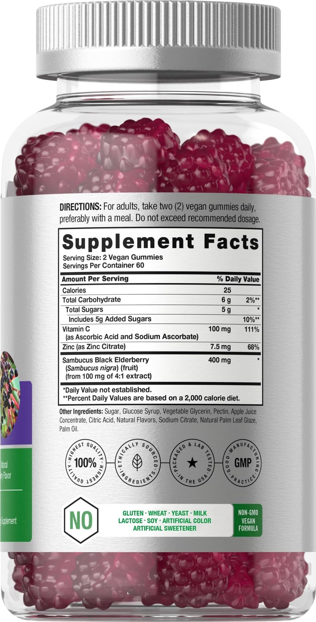 Horbaach Black Elderberry Gummies | 120 Count | Sambucus Extract | with Zinc and Vitamin C | Berry Flavor | Vegan, Non-GMO - FENGGESTORE20