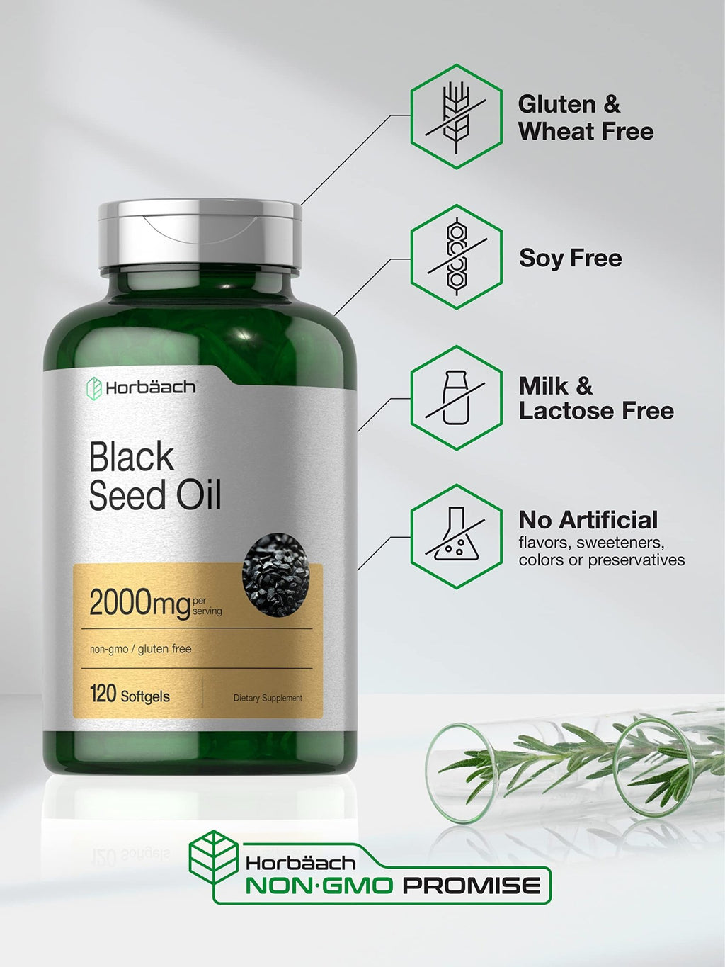 Horbaach Black Seed Oil Cold Pressed Softgel Capsules | 2000mg | 120 Count | Supplement with Omega 6 and 9 | Nigella Sativa - FENGGESTORE20