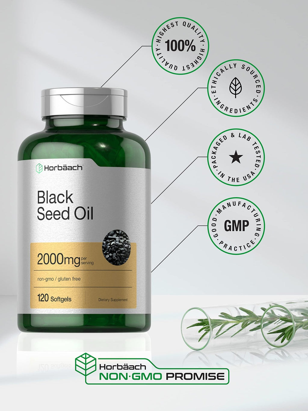 Horbaach Black Seed Oil Cold Pressed Softgel Capsules | 2000mg | 120 Count | Supplement with Omega 6 and 9 | Nigella Sativa - FENGGESTORE20