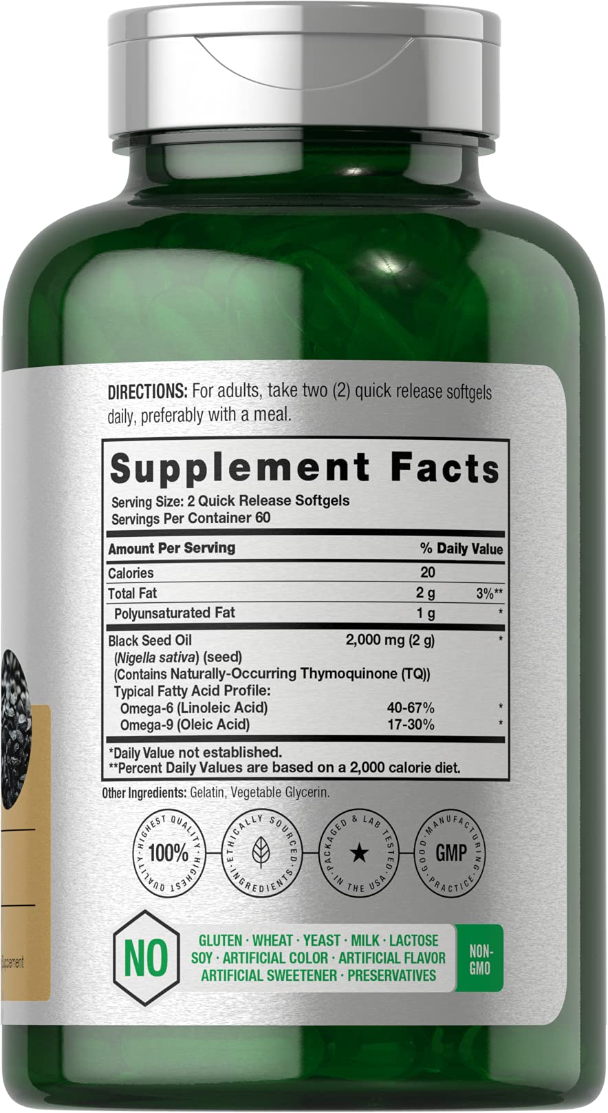 Horbaach Black Seed Oil Cold Pressed Softgel Capsules | 2000mg | 120 Count | Supplement with Omega 6 and 9 | Nigella Sativa - FENGGESTORE20
