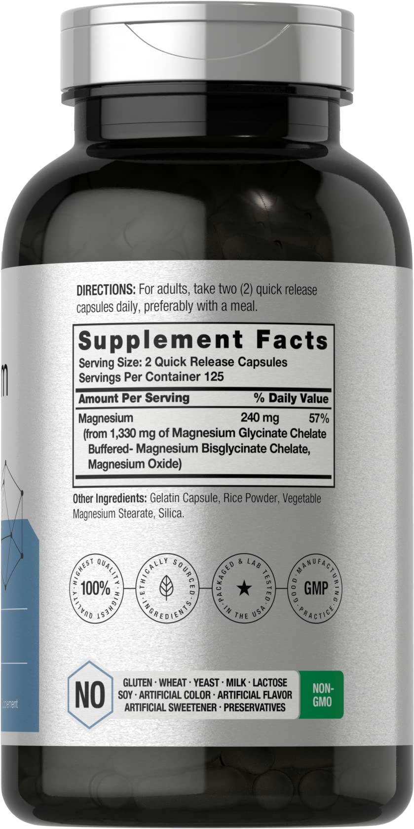 Horbaach Magnesium Glycinate 1330mg | 250 Capsules | Buffered with Chelated Minerals | 240 mg per Serving | Non-GMO, Gluten Free Supplement - FENGGESTORE20