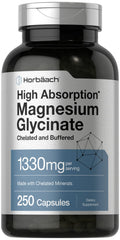 Horbaach Magnesium Glycinate 1330mg | 250 Capsules | Buffered with Chelated Minerals | 240 mg per Serving | Non-GMO, Gluten Free Supplement - FENGGESTORE20