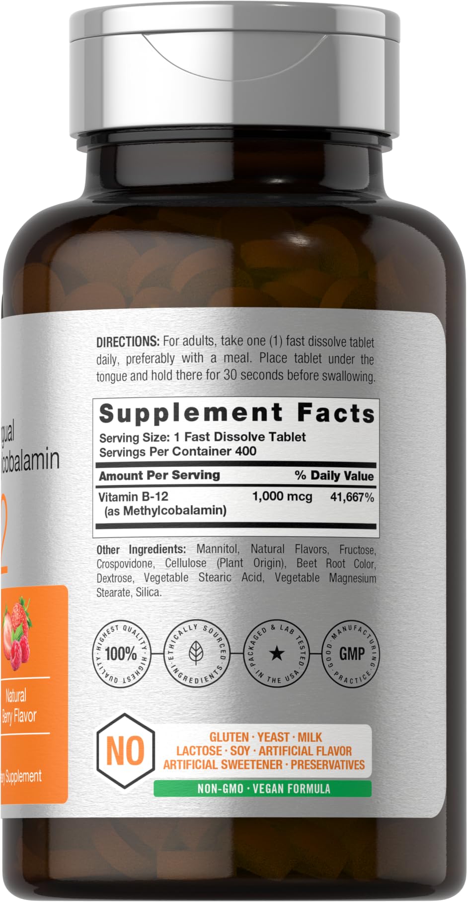 Horbaach Vitamin B12 1000 mcg Sublingual | 400 Fast Dissolve Tablets | Methylcobalamin Supplement for Women and Men - FENGGESTORE20