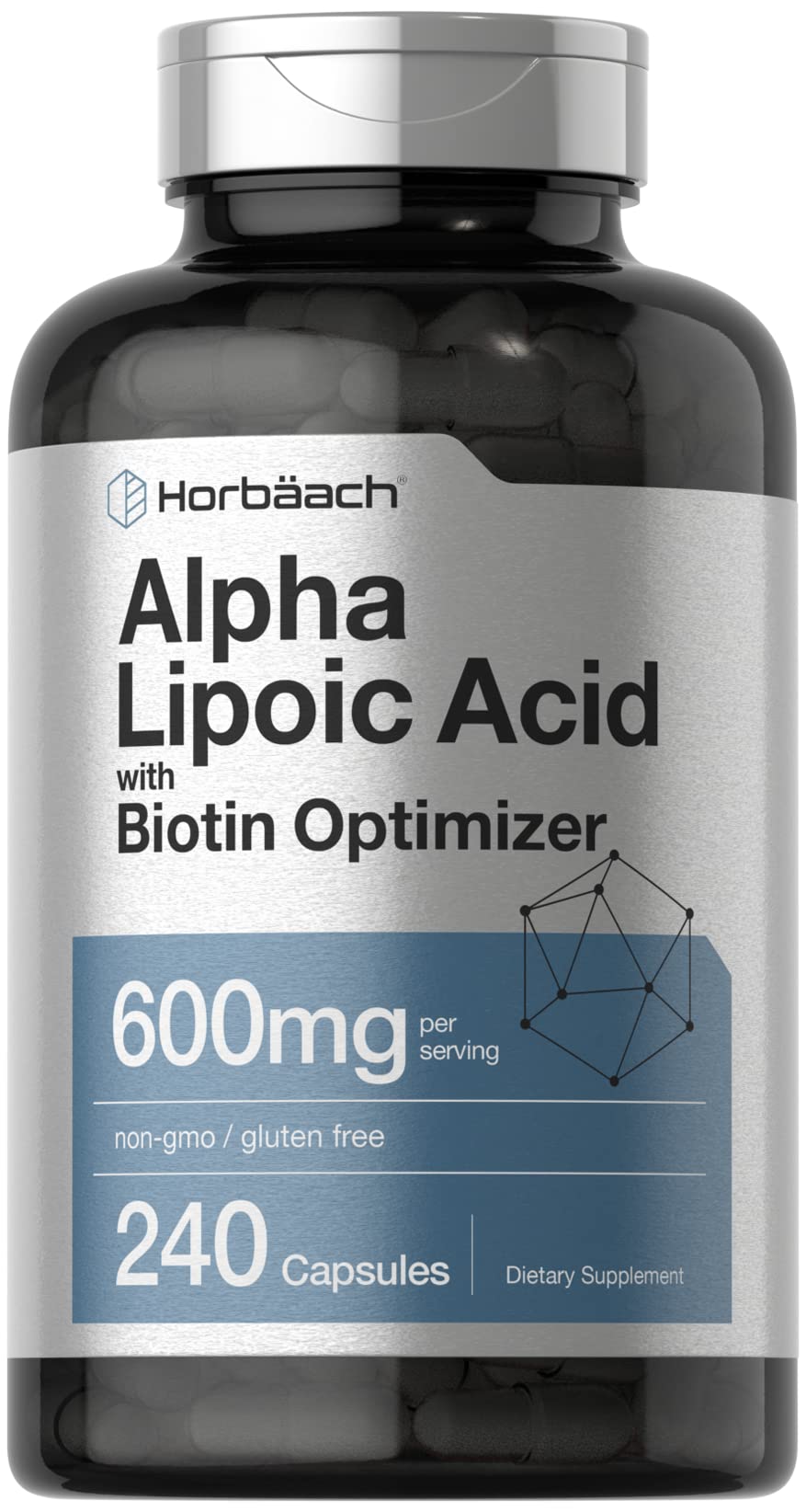 Horbäach Alpha Lipoic Acid 600mg | 240 Capsules | with Biotin Optimizer | Non-GMO and Gluten Free Supplement - FENGGESTORE20