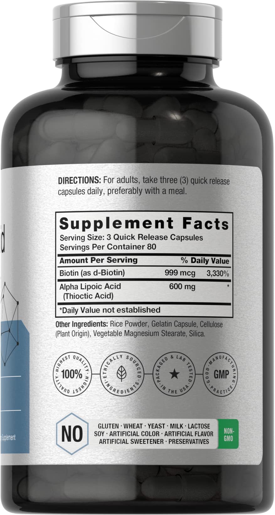 Horbäach Alpha Lipoic Acid 600mg | 240 Capsules | with Biotin Optimizer | Non-GMO and Gluten Free Supplement - FENGGESTORE20