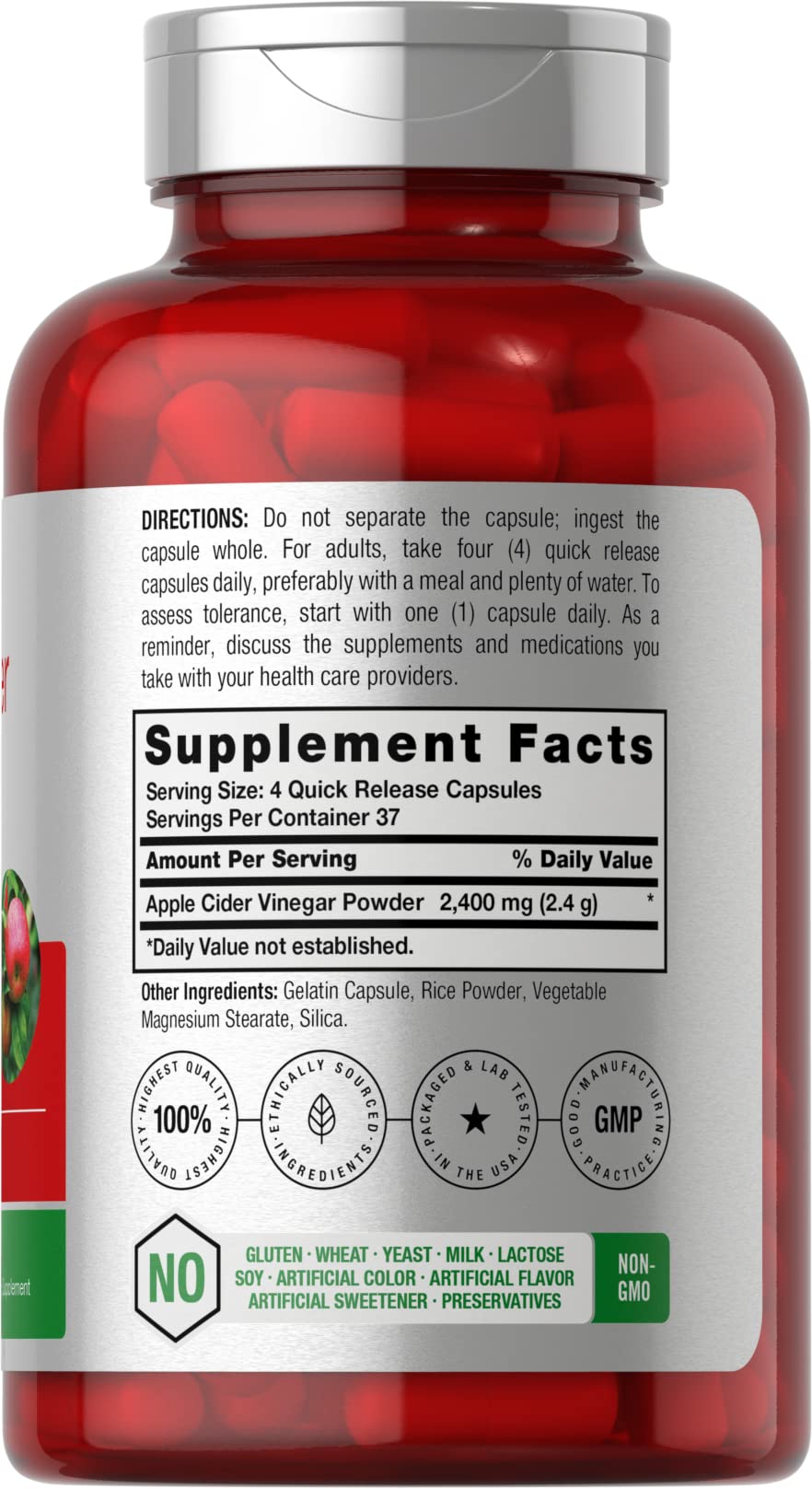 Horbäach Apple Cider Vinegar Capsules | 2400mg | 150 Count | Non-GMO, Gluten Free Supplement - FENGGESTORE20