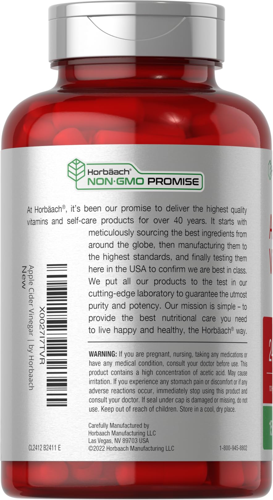 Horbäach Apple Cider Vinegar Capsules | 2400mg | 150 Count | Non-GMO, Gluten Free Supplement - FENGGESTORE20