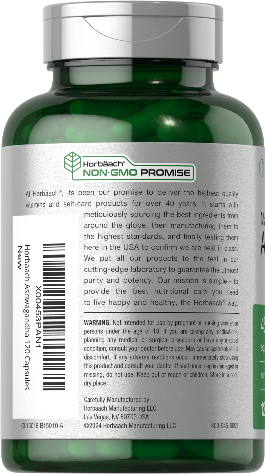 Horbäach Ashwagandha Supplement | Max Strength | 120 Capsules | Non-GMO, Gluten Free - FENGGESTORE20