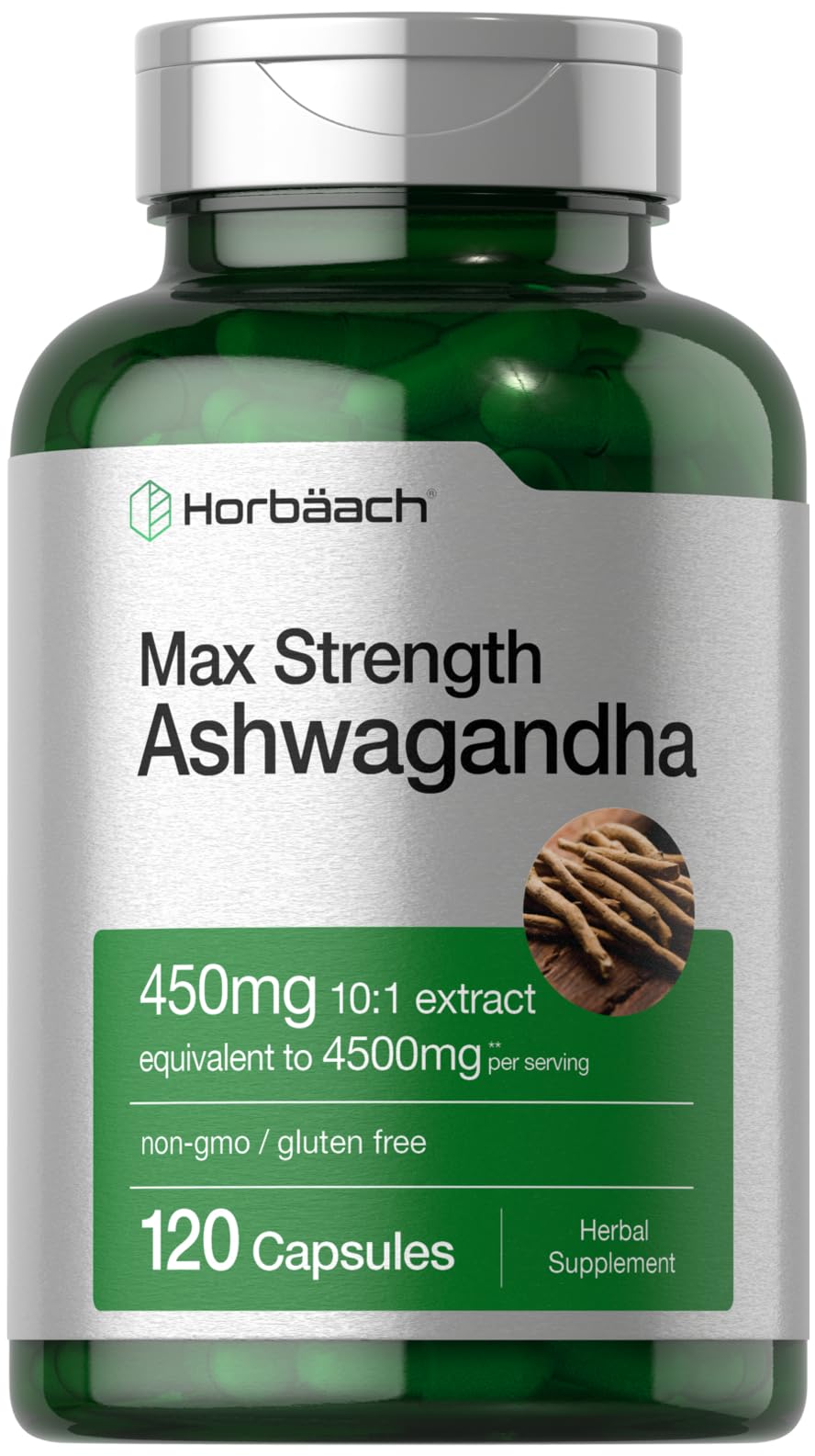 Horbäach Ashwagandha Supplement | Max Strength | 120 Capsules | Non-GMO, Gluten Free - FENGGESTORE20