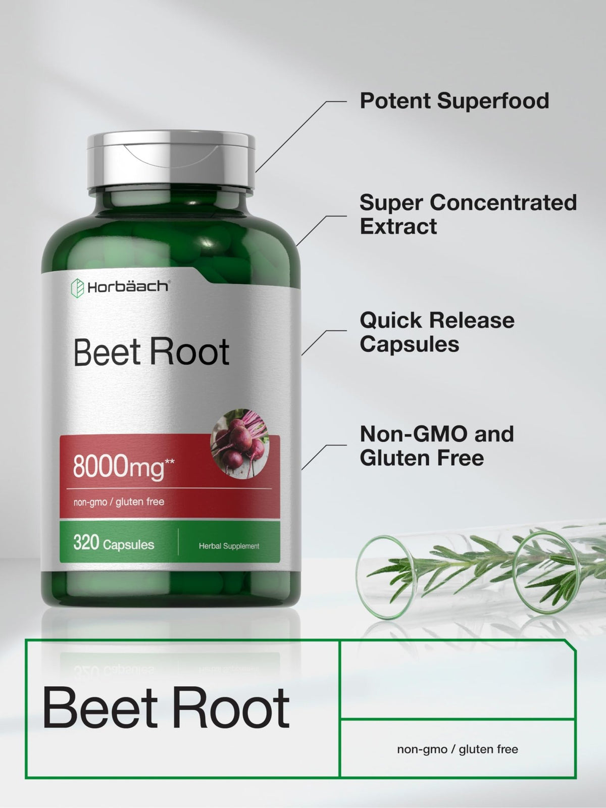 Horbäach Beet Root Powder Capsules | 320 Pills | Non-GMO, Gluten Free Formula | High Potency Herbal Extract Supplement - FENGGESTORE20