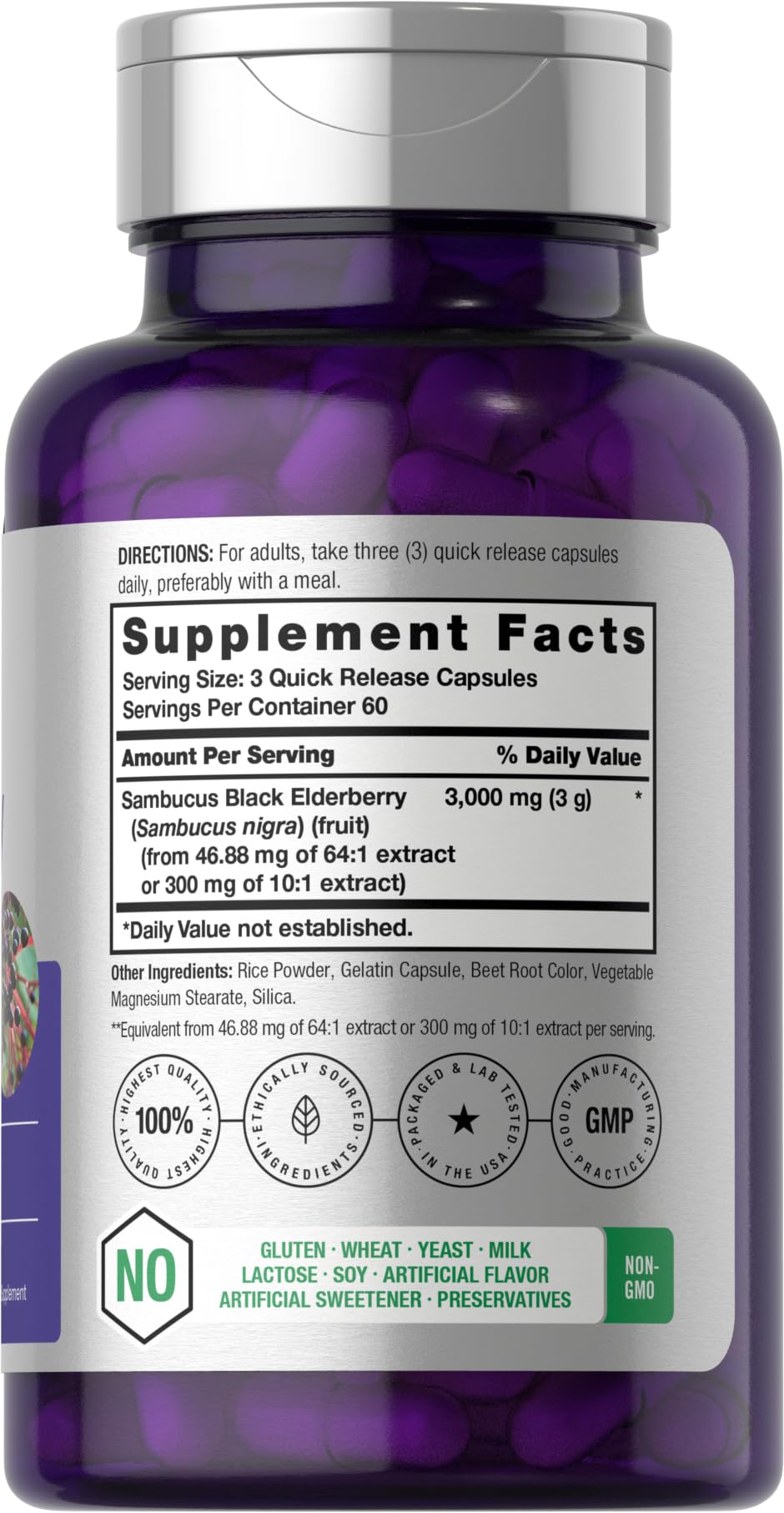 Horbäach Black Elderberry | 180 Count | Non-GMO, Gluten Free | Sambucus Extract Supplement - FENGGESTORE20