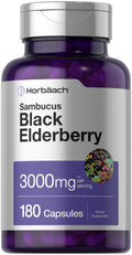 Horbäach Black Elderberry | 180 Count | Non-GMO, Gluten Free | Sambucus Extract Supplement - FENGGESTORE20