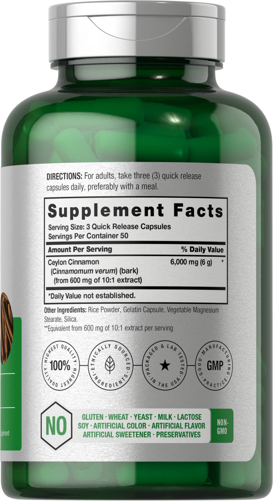 Horbäach Ceylon Cinnamon Supplement | 150 Capsules | Herbal Extract Pills | Non-GMO & Gluten Free - FENGGESTORE20