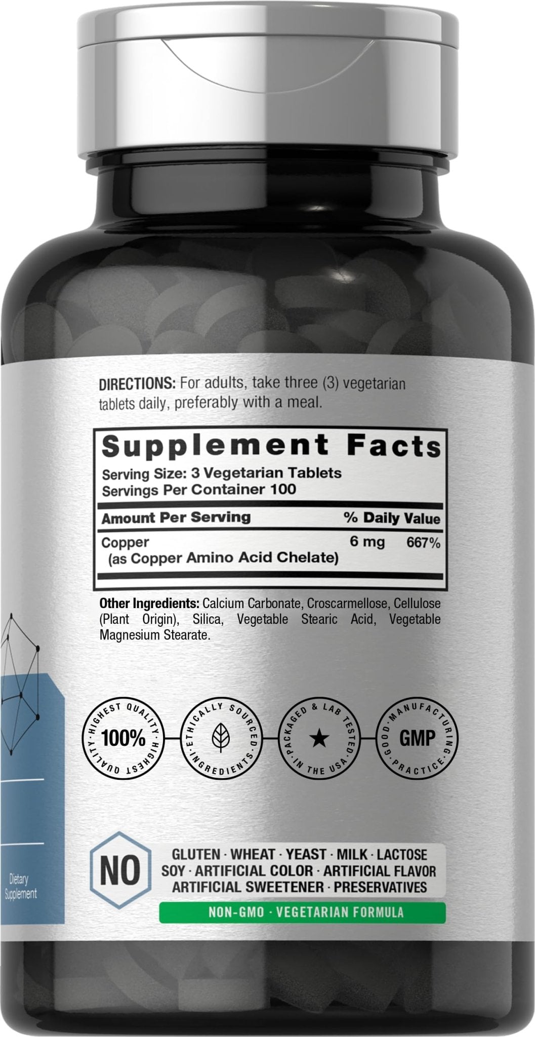 Horbäach Chelated Copper Supplement 6mg | 300 Tablets | Essential Trace Mineral | Vegetarian, Non-GMO, Gluten Free - FENGGESTORE20