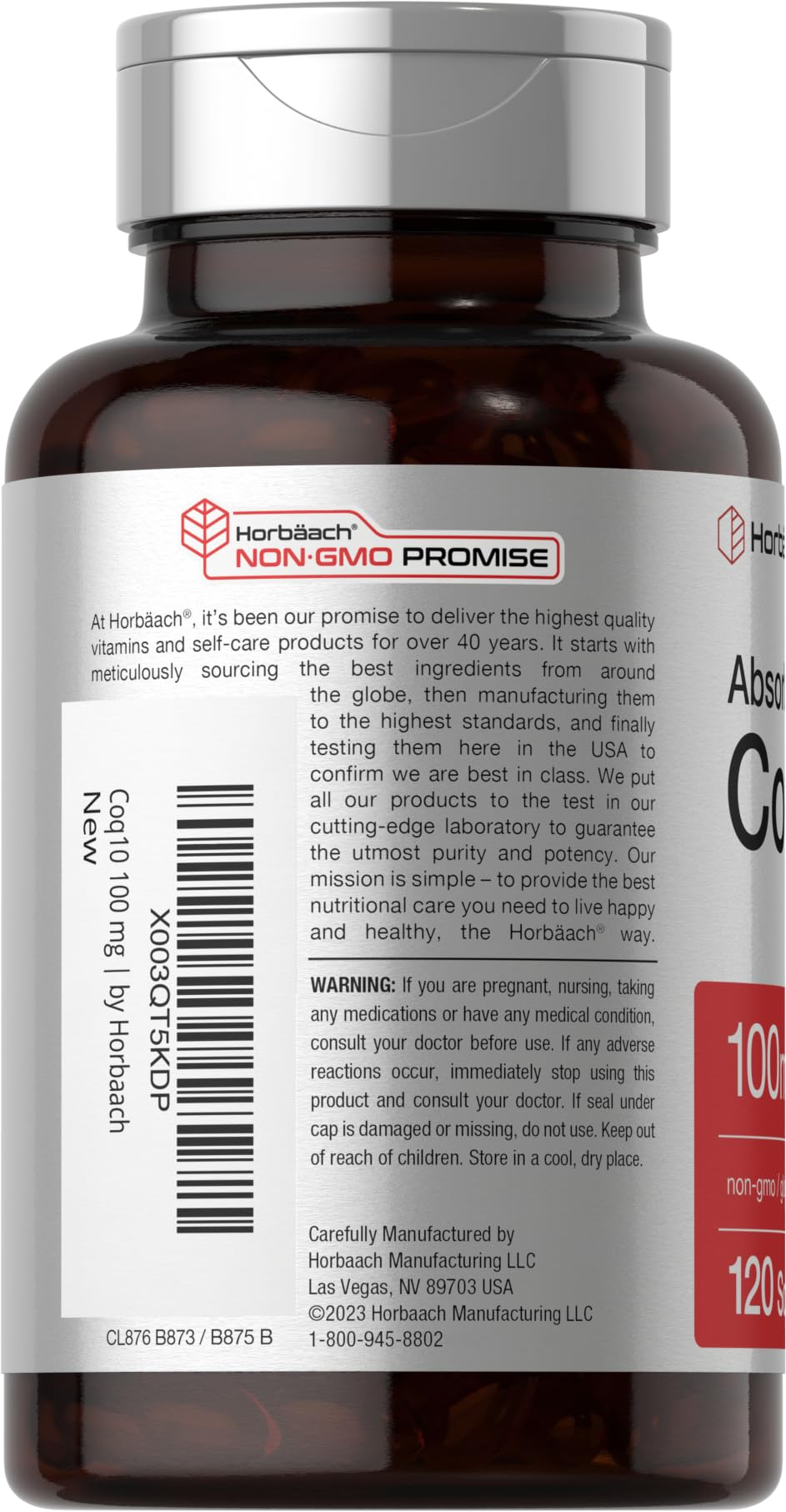 Horbäach CoQ10 100mg Softgels | 120 Count | Non-GMO and Gluten Free Supplement - FENGGESTORE20