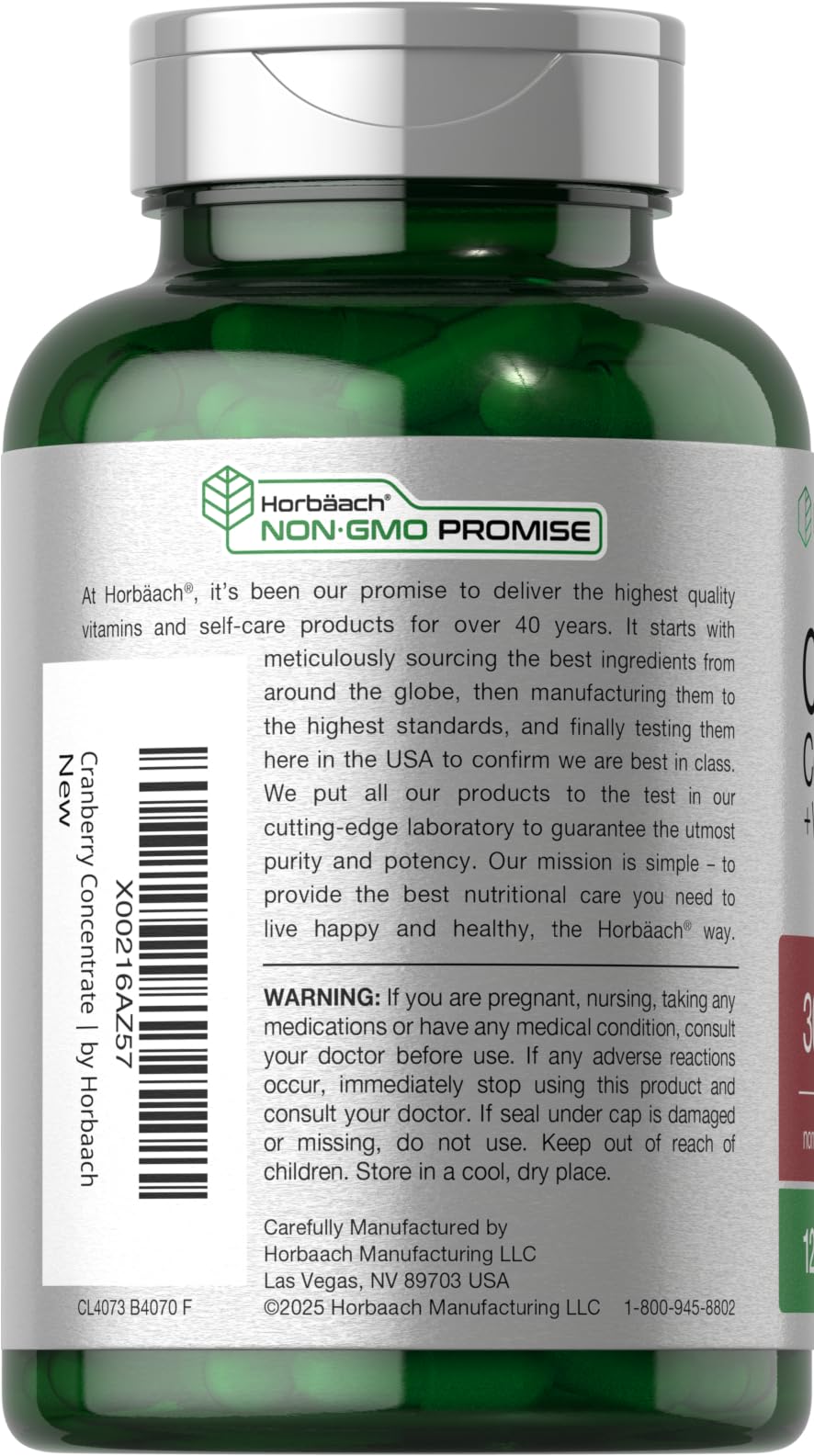 Horbäach Cranberry Concentrate Extract Pills + Vitamin C | 120 Capsules | Supplement for Women and Men | Triple Strength Ultimate Potency Formula - FENGGESTORE20